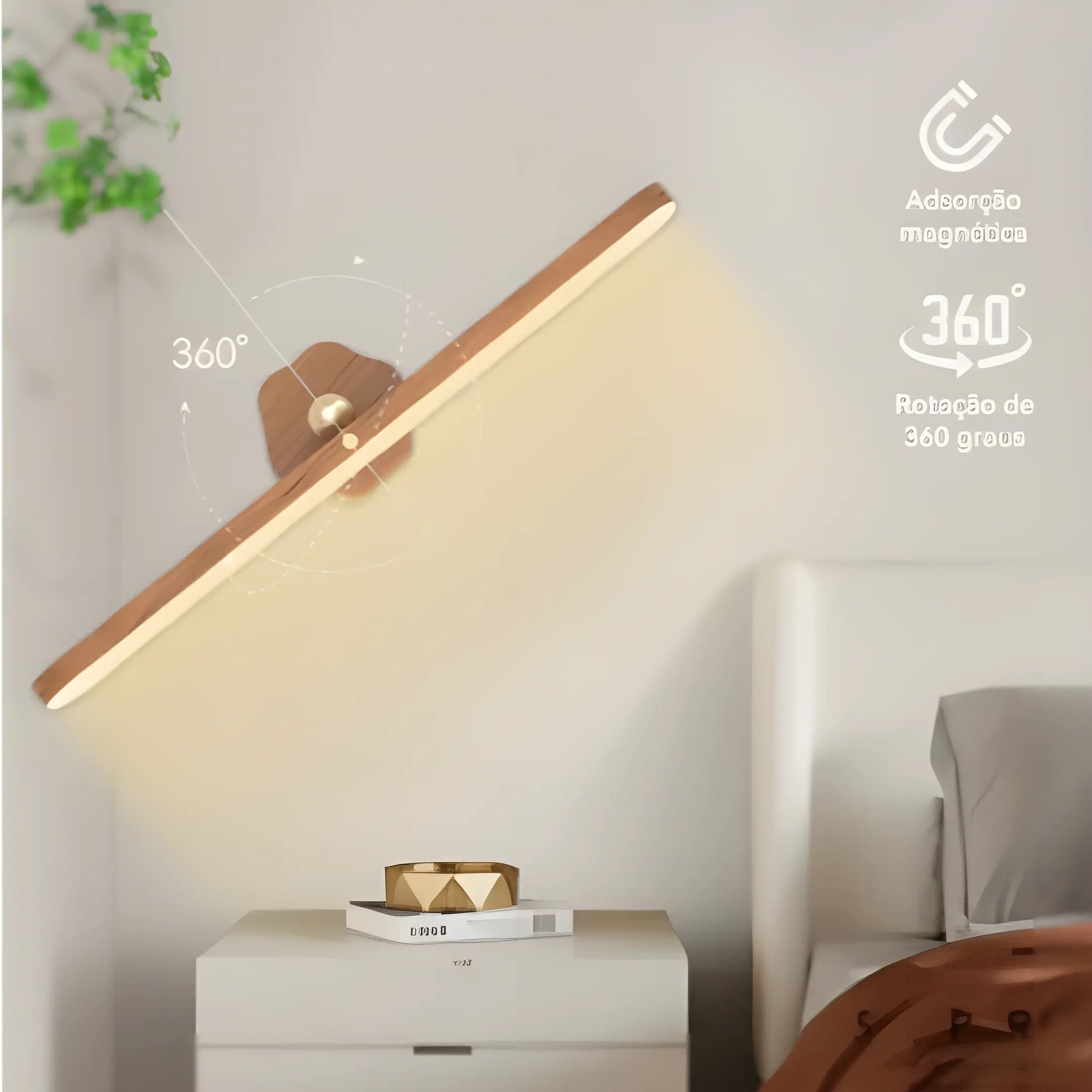 Luminária de cabeceira moderna com design leve e minimalista