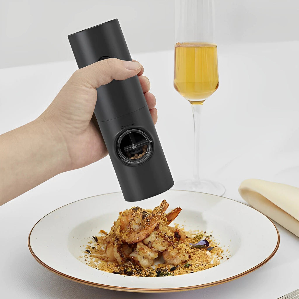 Moedor Elétrico Automático de Sal, Pimenta e Temperos – Com Ajuste de Moagem