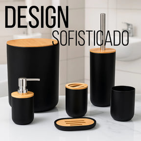 Kit Com 6 Peças Banheiro Conjunto Completo Lixeira Com Tampa