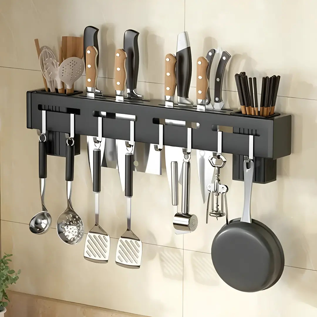 Organizador de talheres e utensílios de cozinha, design prático para facilitar o acesso aos itens na cozinha.