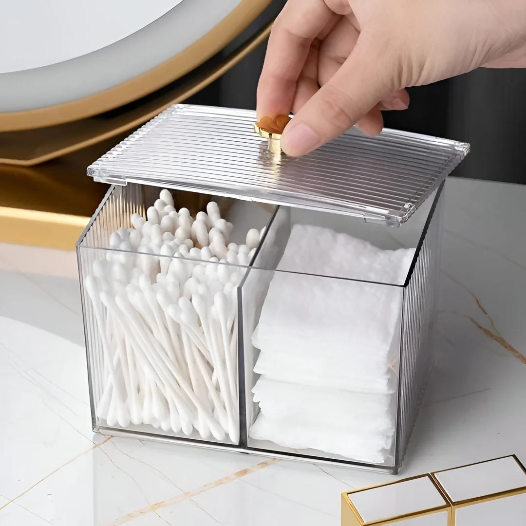Porta Algodão e Cotonete Duplo de Acrílico