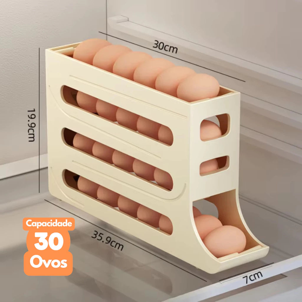 Organizador Porta Ovos 4 Andares Rolante – Suporte para 30 Ovos