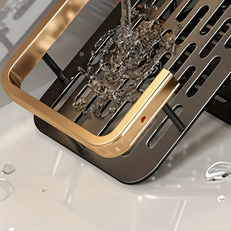 Kit 2 Prateleiras de Banheiro Douradas Sem Furo - Alumínio Luxo | Artique