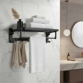 Porta Toalha Suporte Banheiro Duplo Aço Inox Premium Retratil 90°