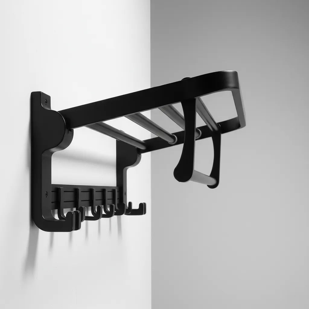 Porta Toalha Suporte Banheiro Duplo Aço Inox Premium Retratil 90°