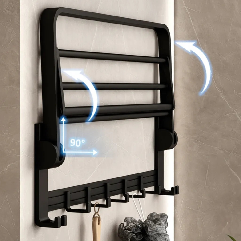 Porta Toalha Suporte Banheiro Duplo Aço Inox Premium Retratil 90°