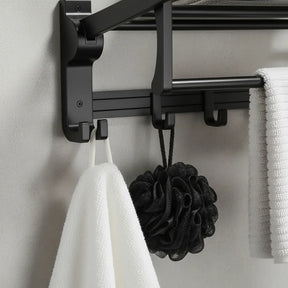 Porta Toalha Suporte Banheiro Duplo Aço Inox Premium Retratil 90°