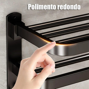 Porta toalhas preto ideal para banheiros modernos