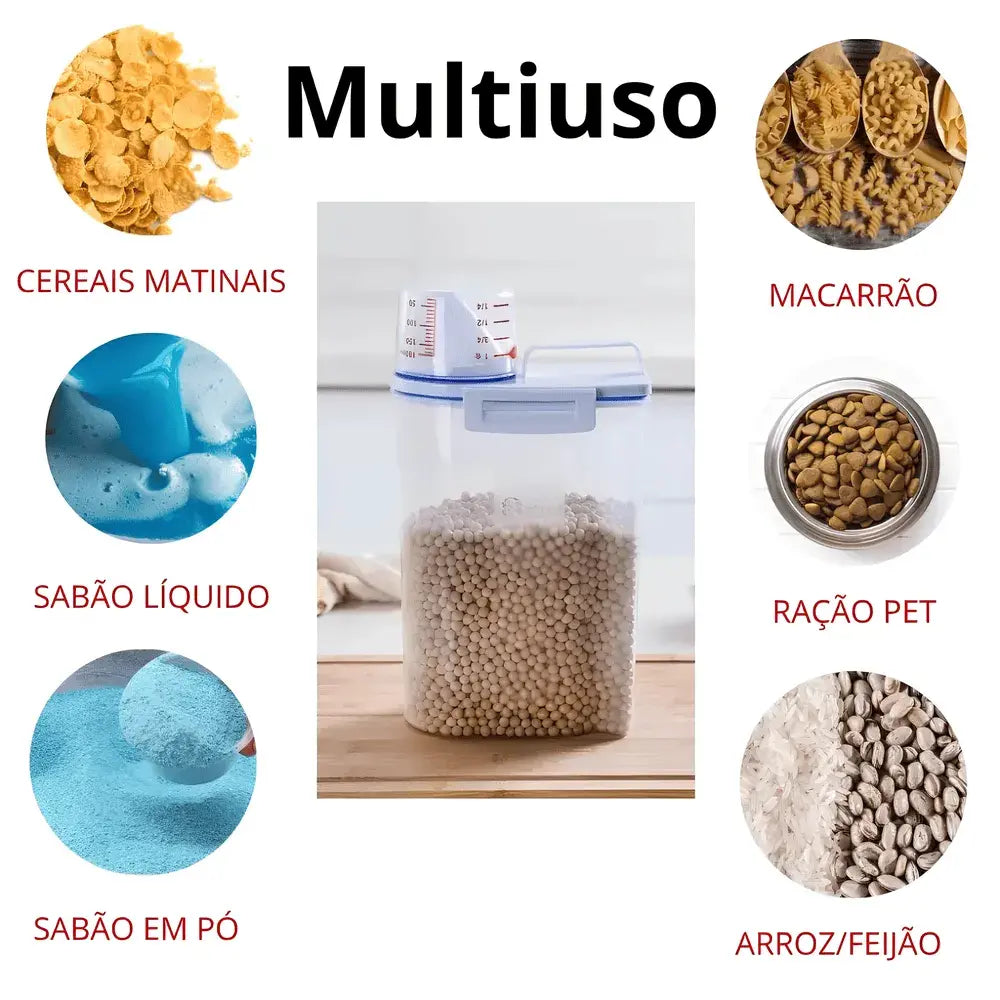 Pote Hermético 2L Com Medidor Organizador De Alimentos Mantimentos