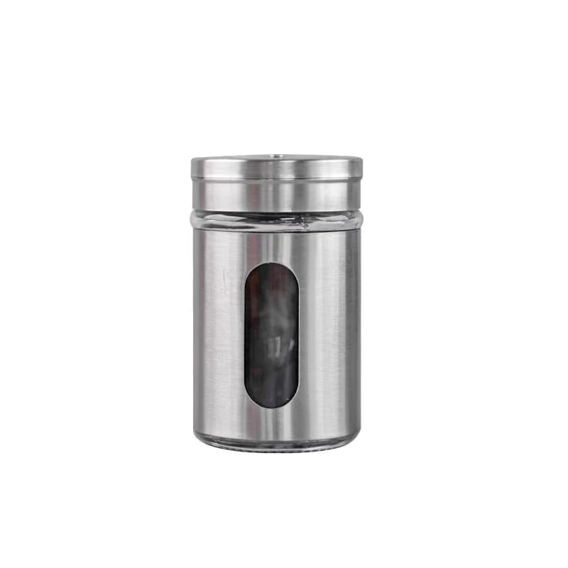 Kit 6 Porta Condimentos em Aço Inox e Vidro