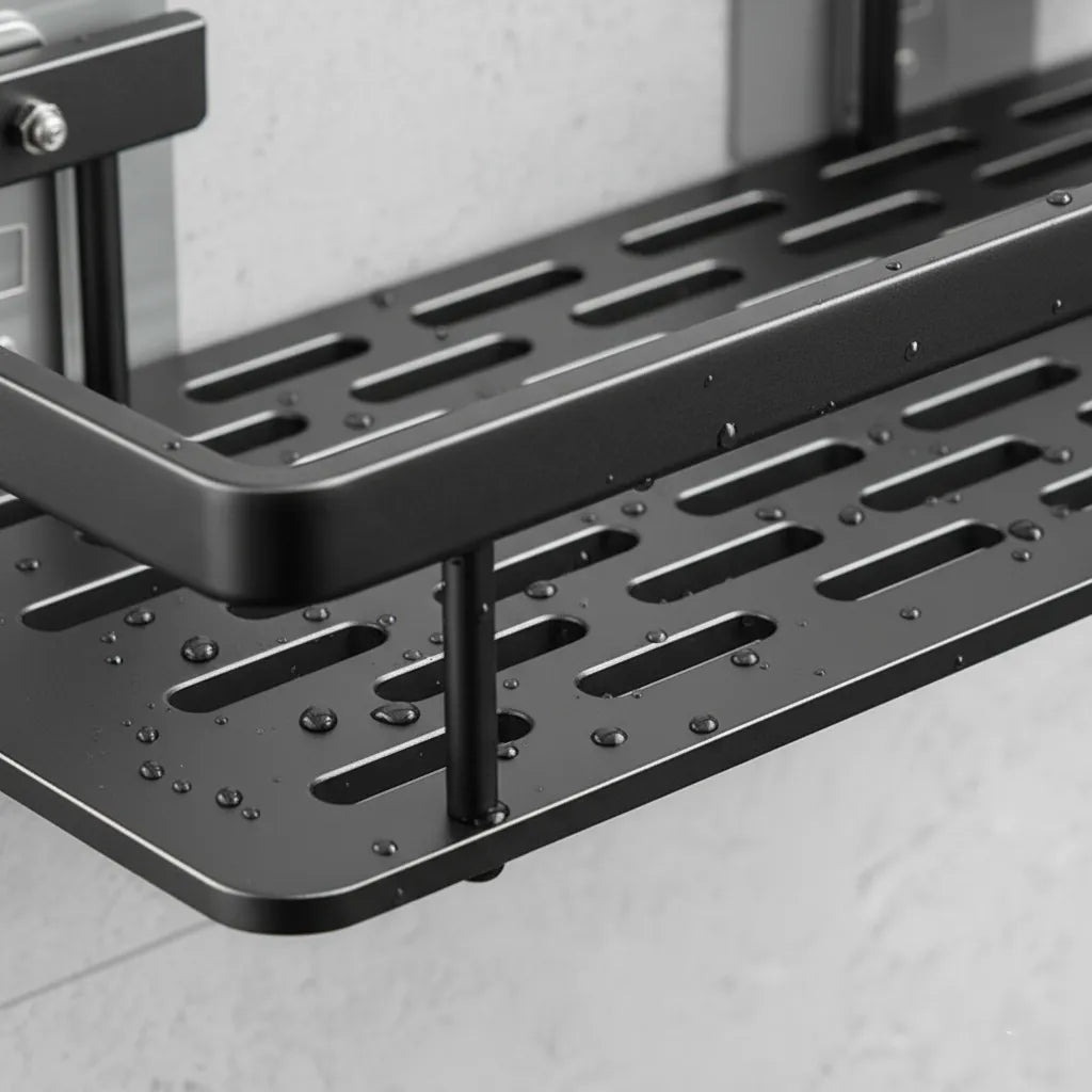 Grande plano da textura do alumínio anticorrosivo preto fosco, resistente à humidade e ao vapor do banho.