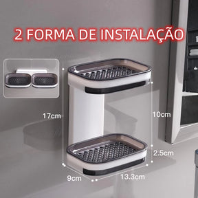 Saboneteira Adesiva de Parede Camada Dupla – Com Bandeja e Sem Perfuração