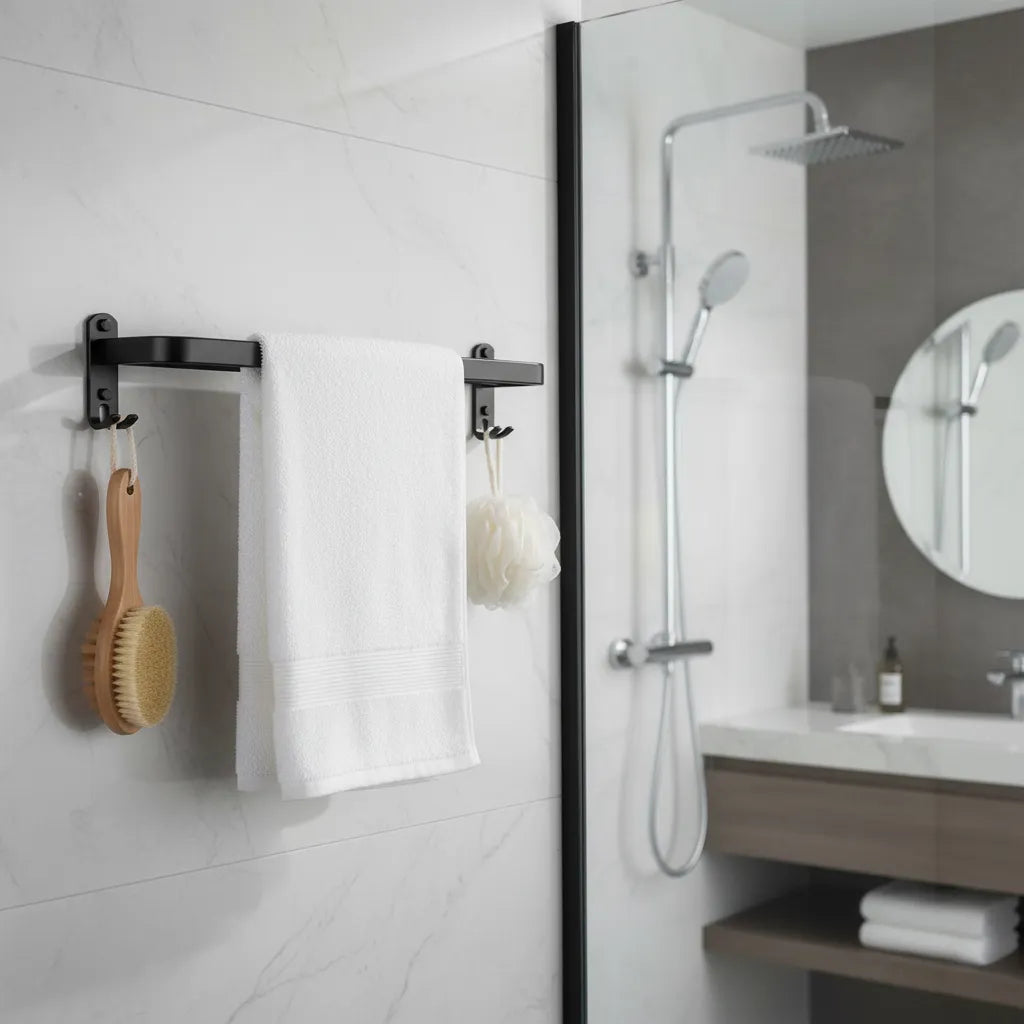 Toalheiro Banheiro Premium Sem Furos Preto