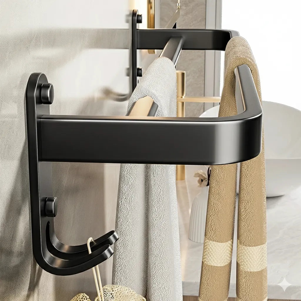 Toalheiro Banheiro Premium Sem Furos Preto