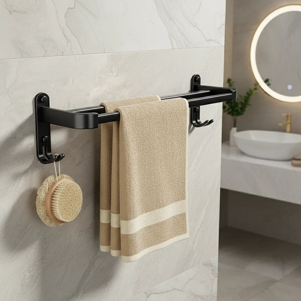 Toalheiro Banheiro Premium Sem Furos Preto