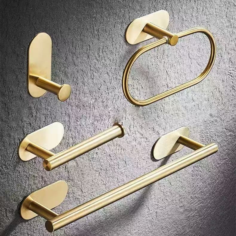 Kit Acessórios Banheiro Cabide Toalheiros Papeleira 4 Peças Dourado