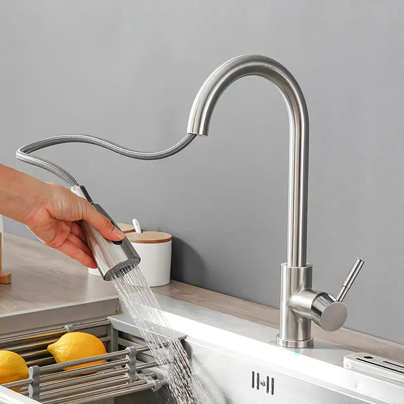 Torneira Gourmet Pia Cozinha Com Extensor Flexível Misturador Monocomando Spray Arejador Articulado Inox