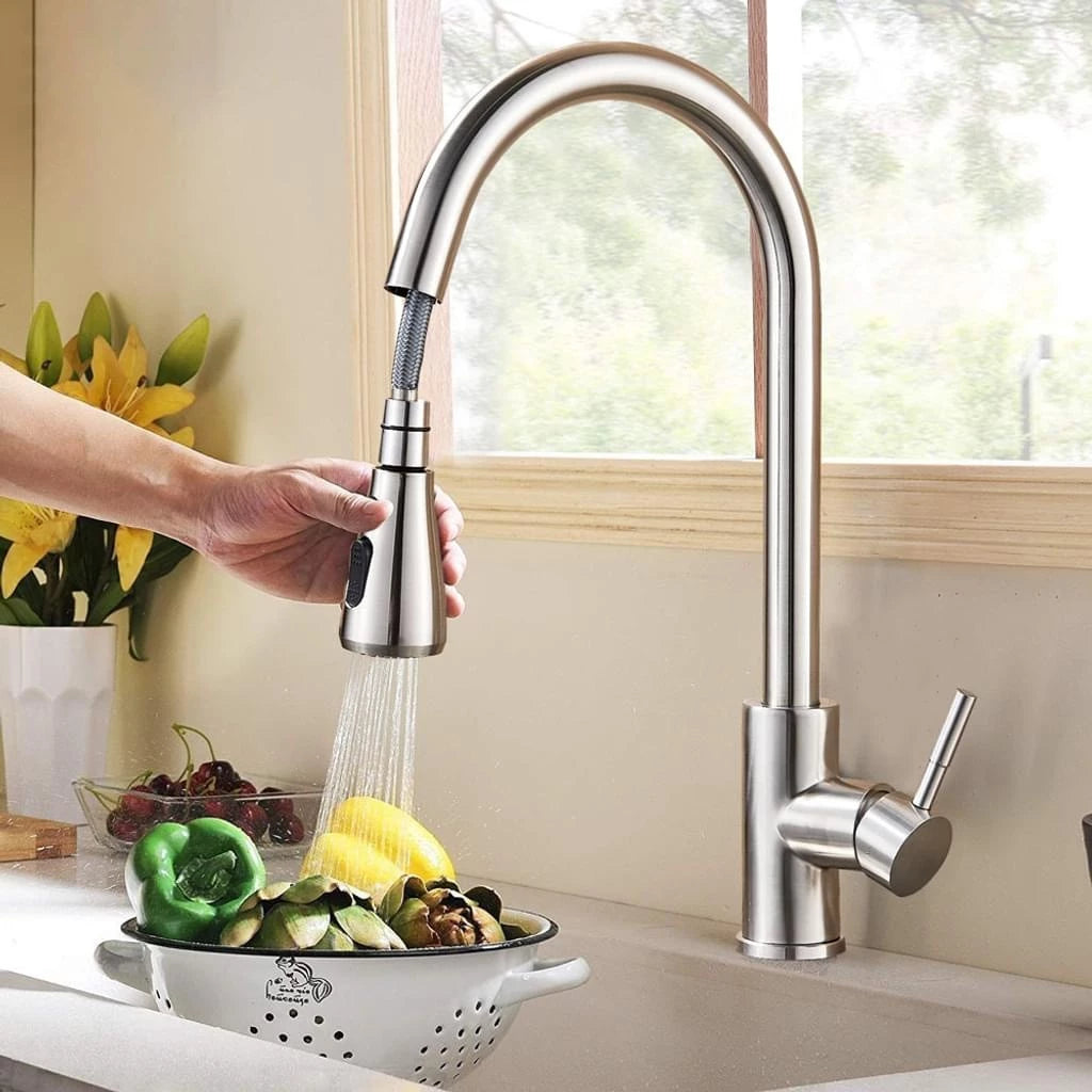 Torneira Gourmet Pia Cozinha Com Extensor Flexível Misturador Monocomando Spray Arejador Articulado Inox