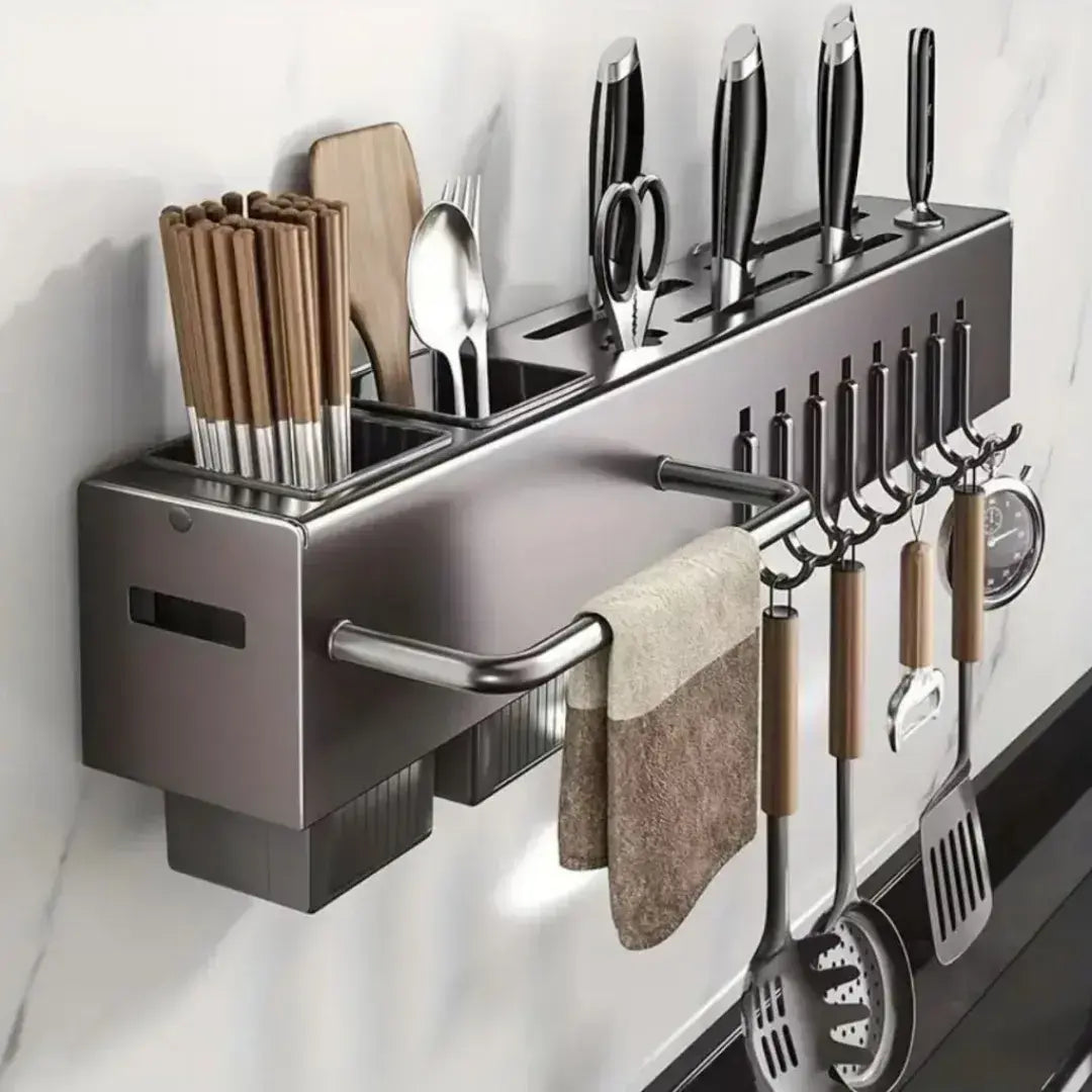 Suporte de cozinha para utensílios, design funcional para facilitar a organização do seu espaço.