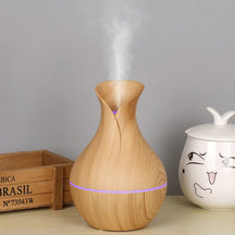 Umidificador Ultrassônico WoodVase – Aromatizador USB com LED Colorido